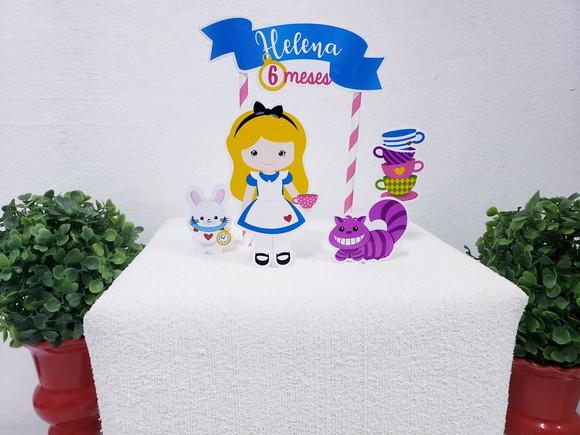 Topo de Bolo Alice no País das Maravilhas Topper Mesversário