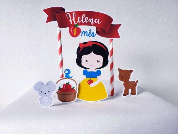 Topo de Bolo Branca de Neve Cake Topper Mesversário