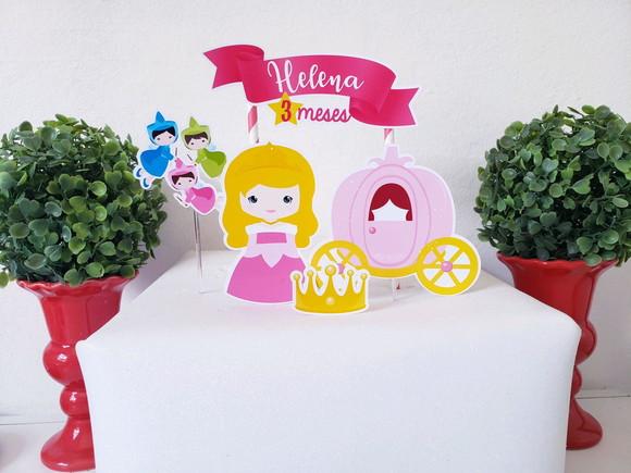 Topo de Bolo Bela Adormecida Cake Topper Mesversário