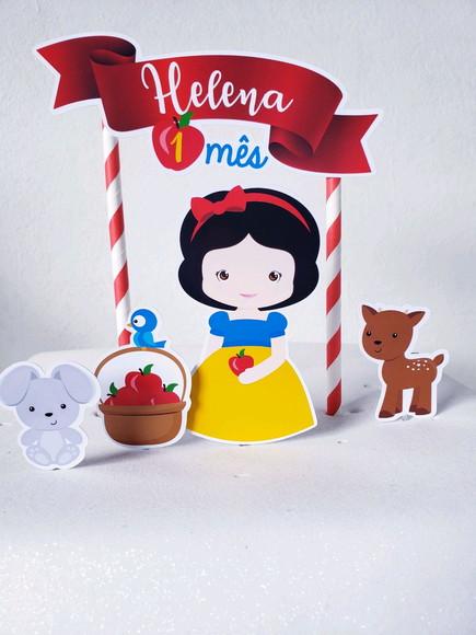 Topo de Bolo Branca de Neve Cake Topper Mesversário