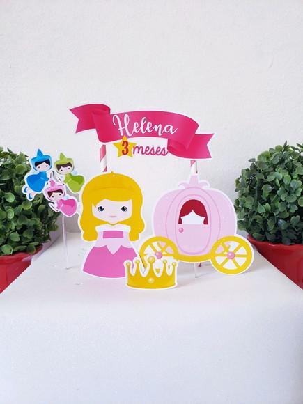 Topo de Bolo Bela Adormecida Cake Topper Mesversário
