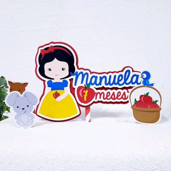 Topo de Bolo Branca de Neve com Apliques Mesversário