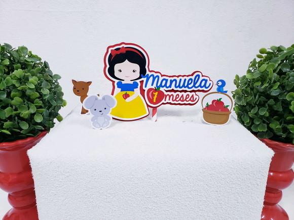 Topo de Bolo Branca de Neve com Apliques Mesversário