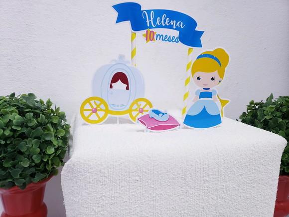 Topo de Bolo Cinderela Topper Mesversário