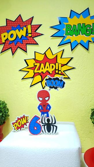 Topo de Bolo e Placas Homem Aranha Festa na Caixa
