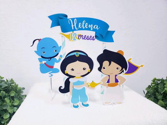 Topo de Bolo Jasmine e Aladin Topper Mesversário