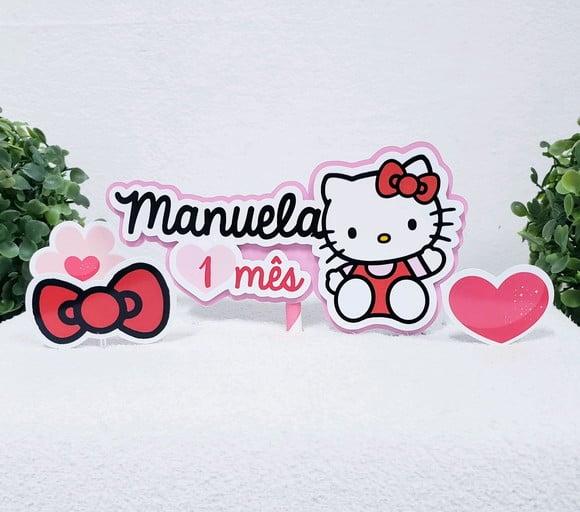 Topo de Bolo Hello Kitty com Apliques Mesversário