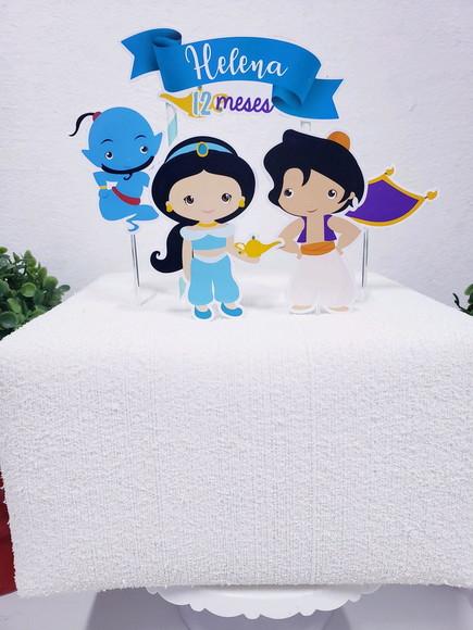 Topo de Bolo Jasmine e Aladin Topper Mesversário