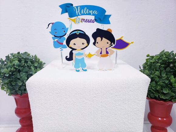 Topo de Bolo Jasmine e Aladin Topper Mesversário