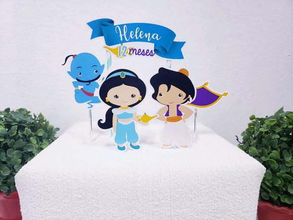 Topo de Bolo Jasmine e Aladin Topper Mesversário