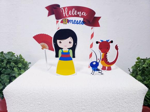 Topo de Bolo Mulan Topper Mesversário