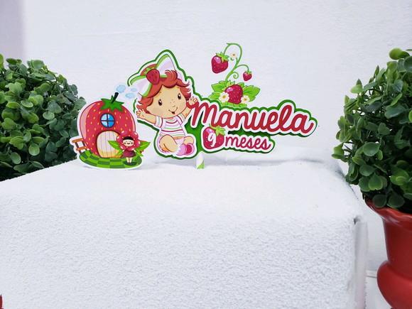 Topo de Bolo Moranguinho com Apliques Mesversário