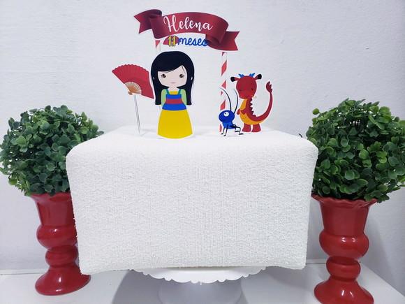 Topo de Bolo Mulan Topper Mesversário