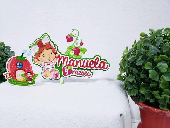 Topo de Bolo Moranguinho com Apliques Mesversário