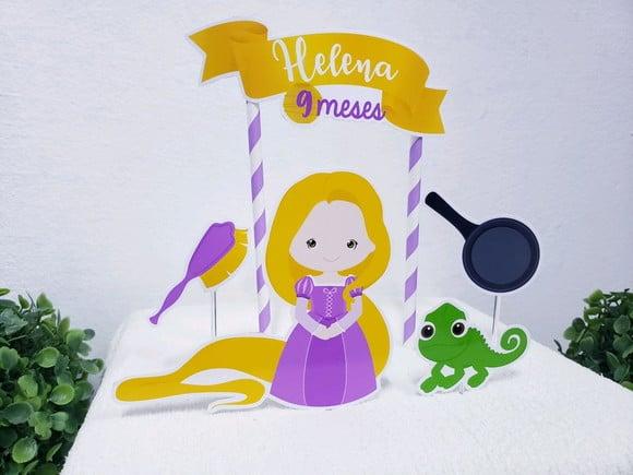 Topo de Bolo Rapunzel Enrolados Topper Mesversário