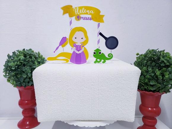 Topo de Bolo Rapunzel Enrolados Topper Mesversário