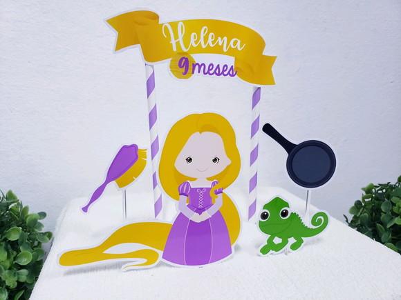 Topo de Bolo Rapunzel Enrolados Topper Mesversário