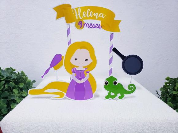 Topo de Bolo Rapunzel Enrolados Topper Mesversário