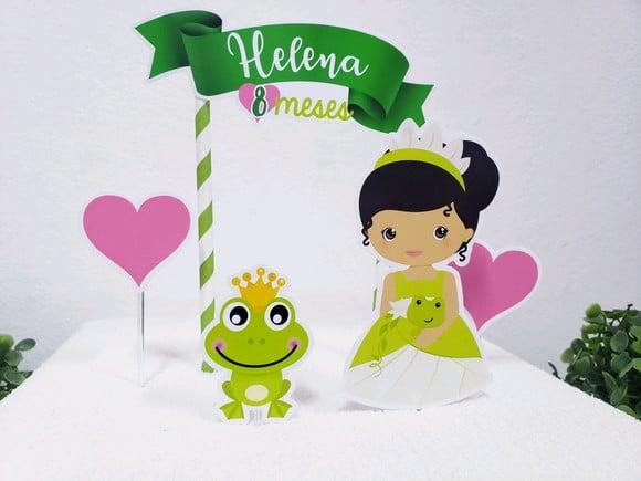 Topo de Bolo Tiana Princesa e o Sapo Topper Mesversário