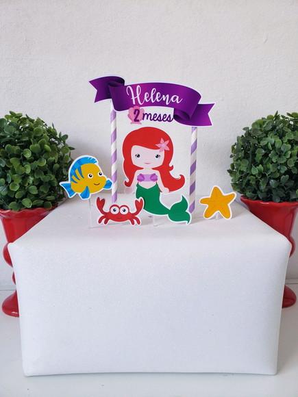Topo de Bolo Sereia Ariel Cake Topper Mesversário