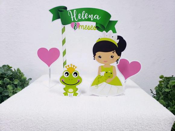 Topo de Bolo Tiana Princesa e o Sapo Topper Mesversário