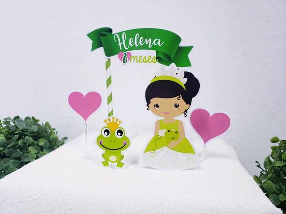 Topo de Bolo Tiana Princesa e o Sapo Topper Mesversário