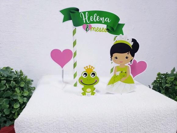 Topo de Bolo Tiana Princesa e o Sapo Topper Mesversário