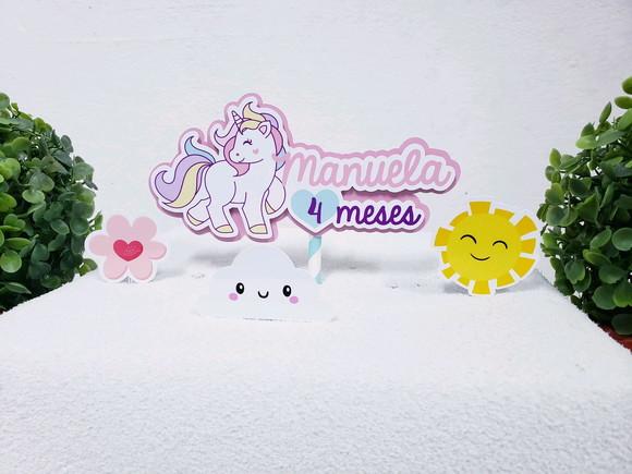 Topo de Bolo Unicórnio com Apliques Mesversário