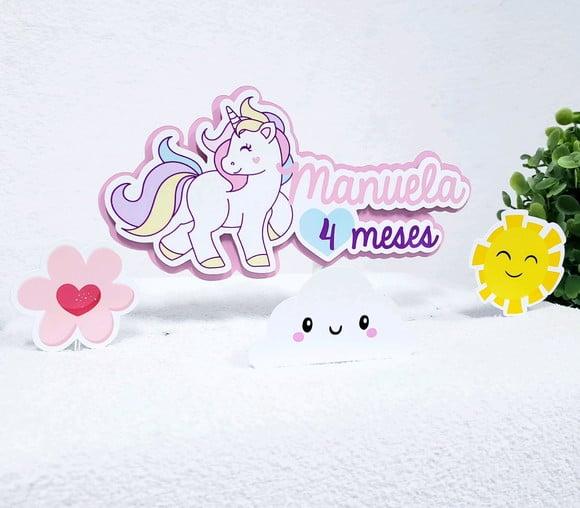 Topo de Bolo Unicórnio com Apliques Mesversário