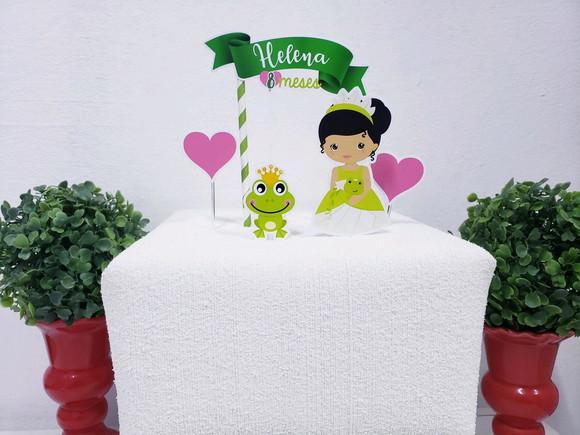 Topo de Bolo Tiana Princesa e o Sapo Topper Mesversário