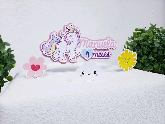 Topo de Bolo Unicórnio com Apliques Mesversário