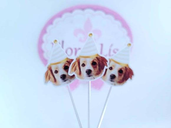 Topper de Doce com Foto Meu Pet Festa Personalizada Cachorro