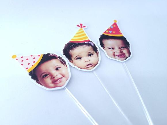 Topper de Doce Festa Junina Rostinho do Bebê Arraiá Chapéu