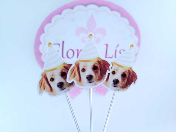 Topper de Doce com Foto Meu Pet Festa Personalizada Cachorro