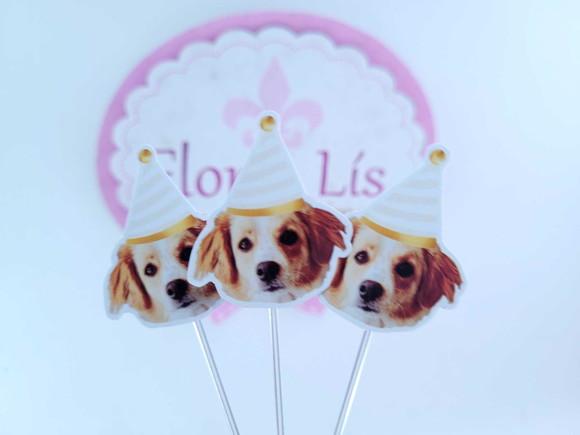 Topper de Doce com Foto Meu Pet Festa Personalizada Cachorro