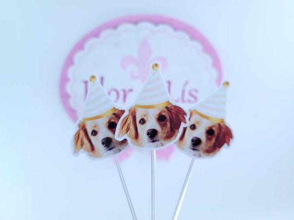 Topper de Doce com Foto Meu Pet Festa Personalizada Cachorro