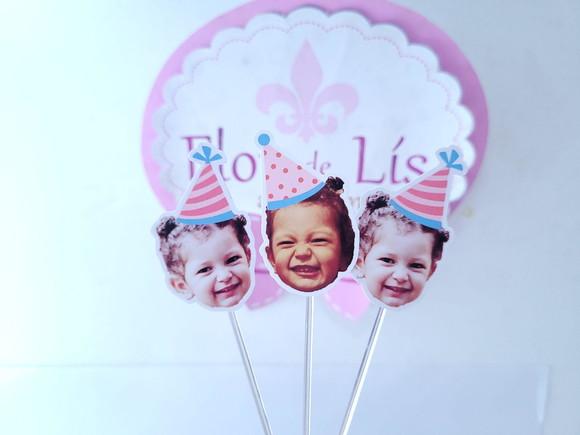 Topper de Doce Rosa e Azul Rostinho do Bebê com Foto