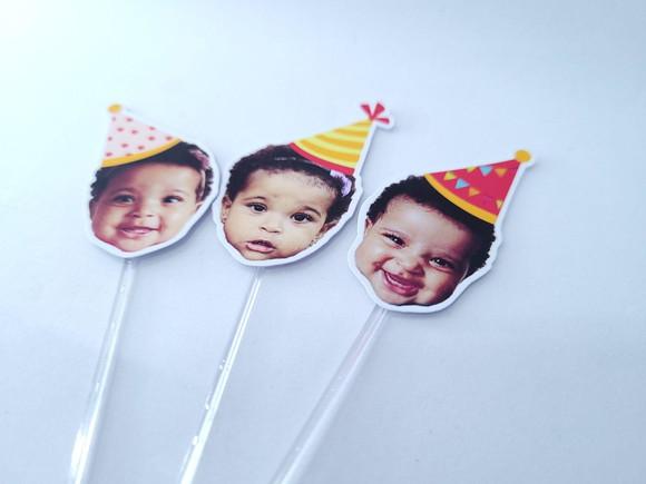 Topper de Doce Festa Junina Rostinho do Bebê Arraiá Chapéu