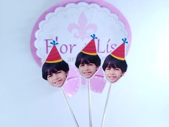 Topper de Doce Rostinho do Bebê com Foto e Chapeuzinho