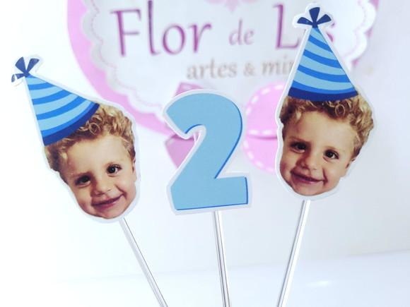 Topper de Doce Rostinho do Bebê com Foto e Chapeuzinho