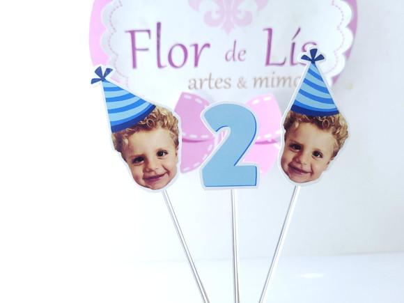 Topper de Doce Rostinho do Bebê com Foto e Chapeuzinho