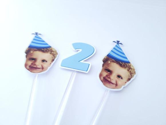 Topper de Doce Rostinho do Bebê com Foto e Chapeuzinho