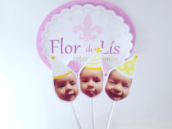 Topper de Doce Rostinho Margarida com Foto e Chapeuzinho