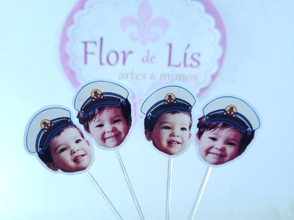 Topper de Doce Rostinho Ponyo com Foto Marinheiro