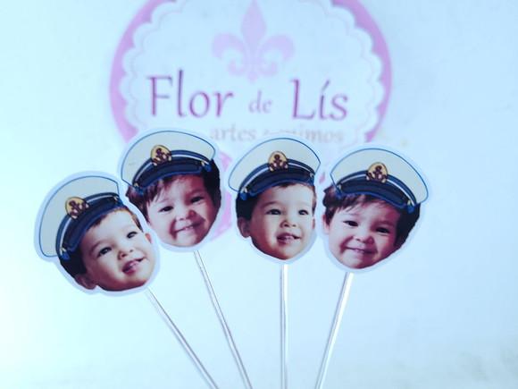 Topper de Doce Rostinho Ponyo com Foto Marinheiro