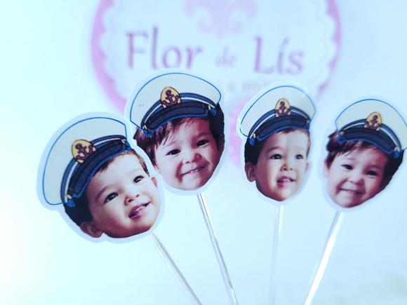 Topper de Doce Rostinho Ponyo com Foto Marinheiro