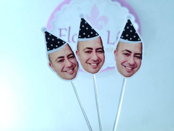 Topper de Doce Rosto Adulto com Foto e Chapeuzinho