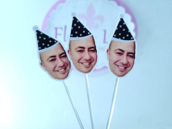 Topper de Doce Rosto Adulto com Foto e Chapeuzinho