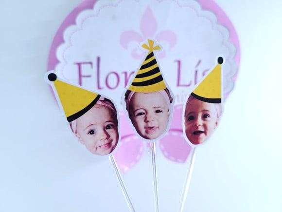 Topper de Doces Rostinho Abelhinha com Foto do Bebê