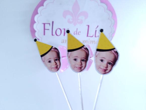 Topper de Doces Rostinho Abelha com Foto e Chapeuzinho